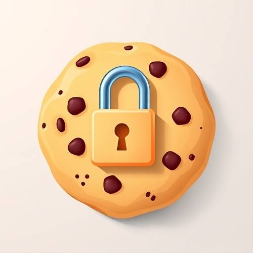Illustratie van een cookie met een slot erop, symboliserend privacy en cookiebeleid